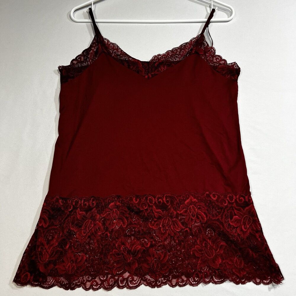 White House Black Market Lace Tank Top Cami Women’s L Burgundy Red EUC